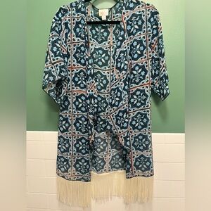 Lularoe duster with fringe M
